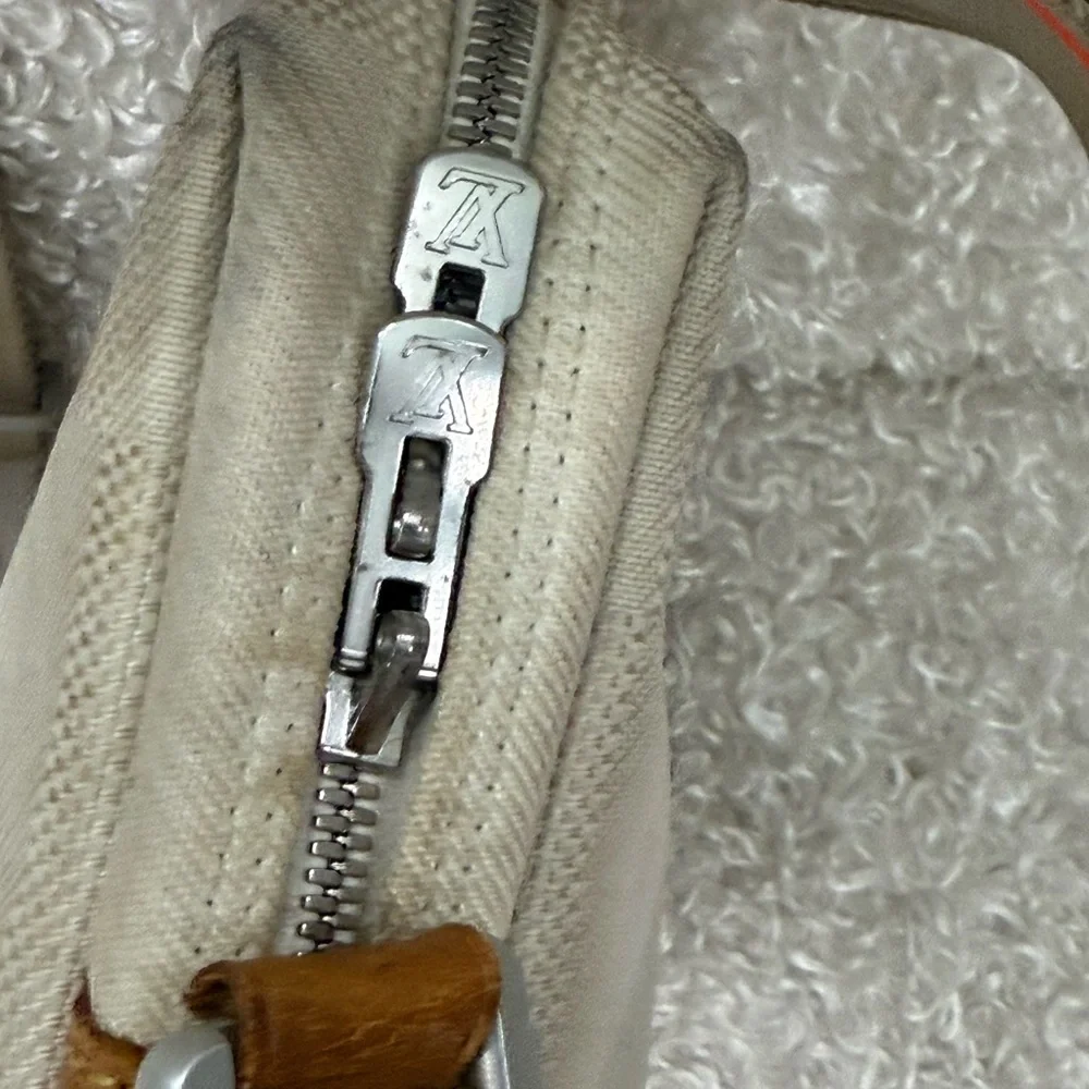 Louis Vuitton Gray and Brown Messenger Bag with Leather Accents